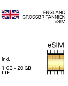 England - Grossbritannien Prepaid eSIM inkl. 1 GB - 50 GB LTE
