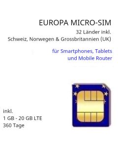 Europa Micro-Sim 360 Tage