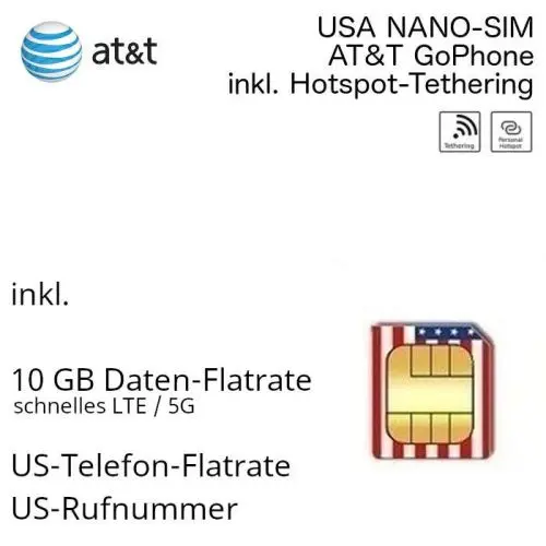 USA AT&T NANO GoPhone NANO-SIM Prepaid