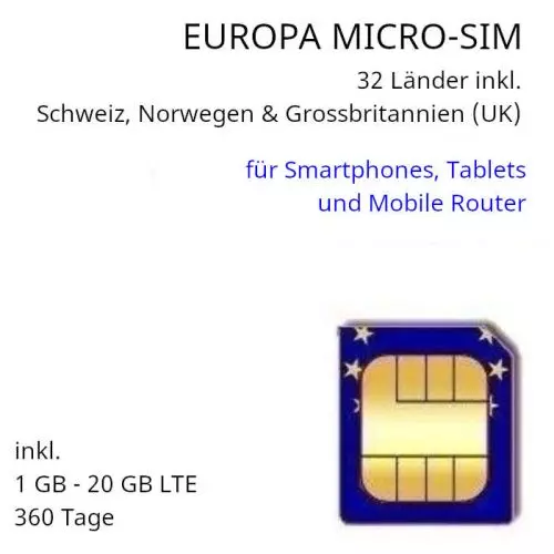 Europa Micro-Sim 360 Tage