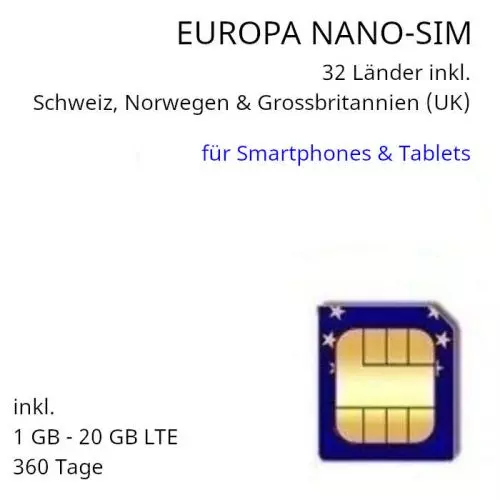 Europa NanoSIM 360 Tage